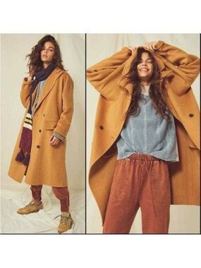 NWT Free People Adore You Wool Maxi Coat Camel XS $228